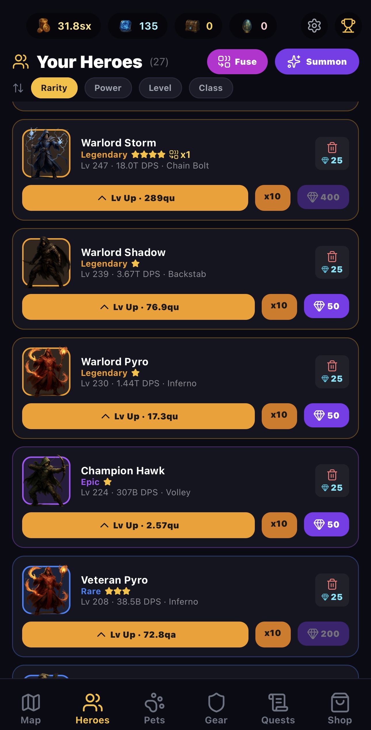 Hero collection — legendary warriors